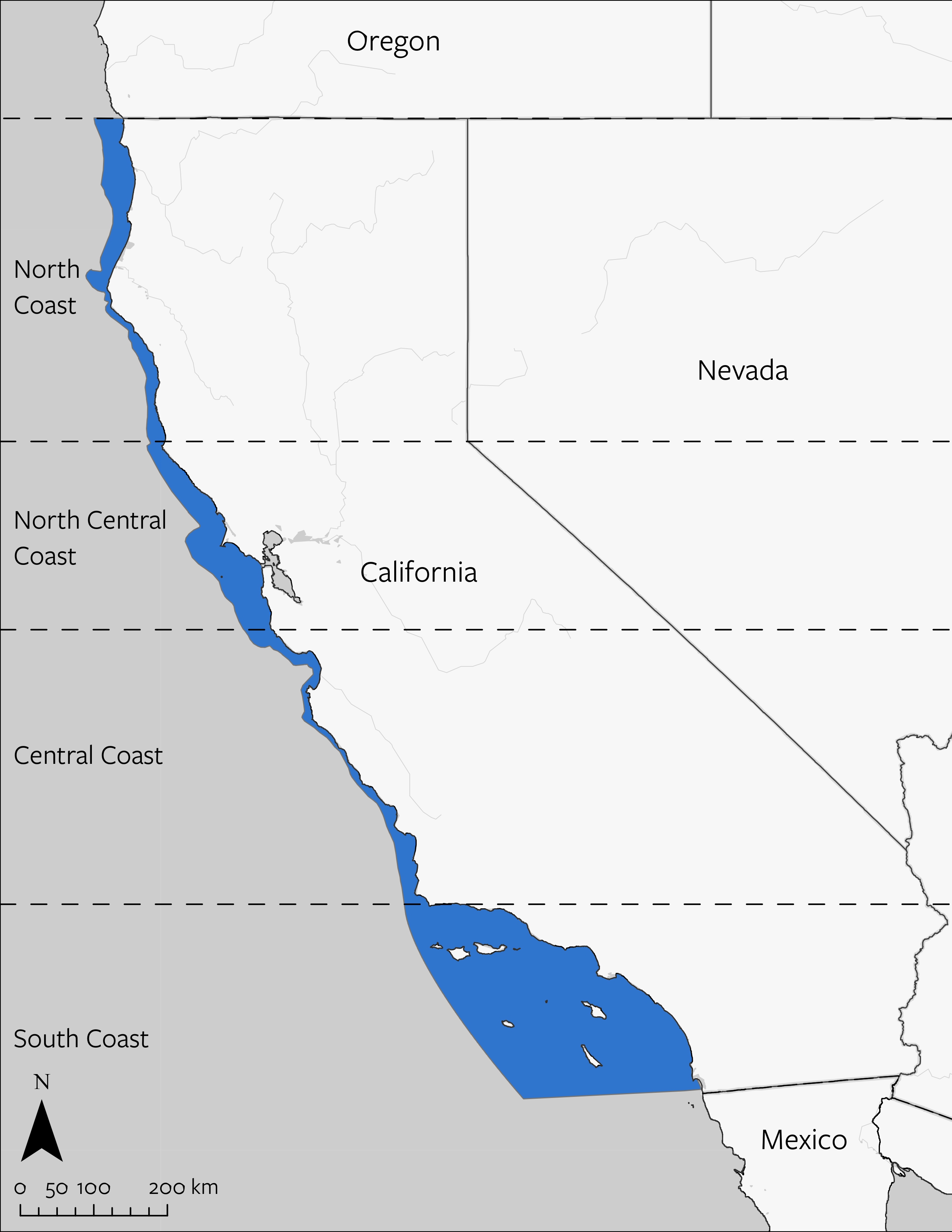 Kelp Basses' geographic range in California